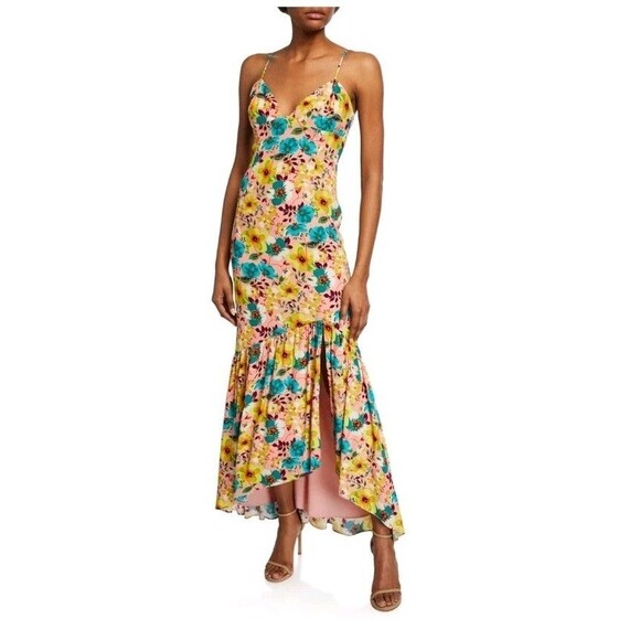 Aidan Mattox Floral Print Wrap Cocktail Dress Multi Color Sz 10 - Picture 1 of 5